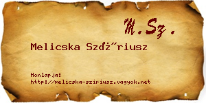 Melicska Szíriusz névjegykártya